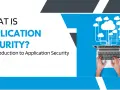 An introduction to application security meaning: hands typing on a laptop connected to cloud icons, illustrating secure data flow.